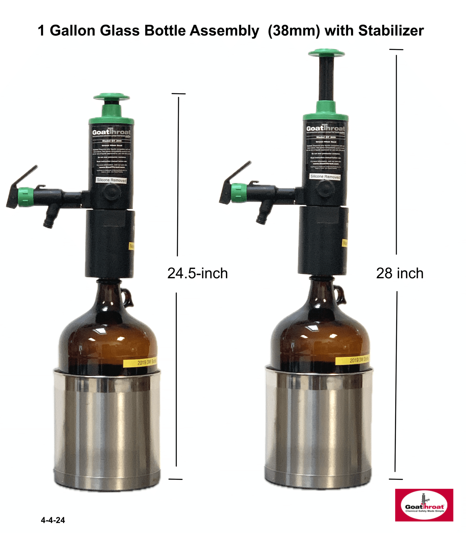 38mm 1 gallon bottle threaded Viton adapter with Stabilizer-Goat Pumps