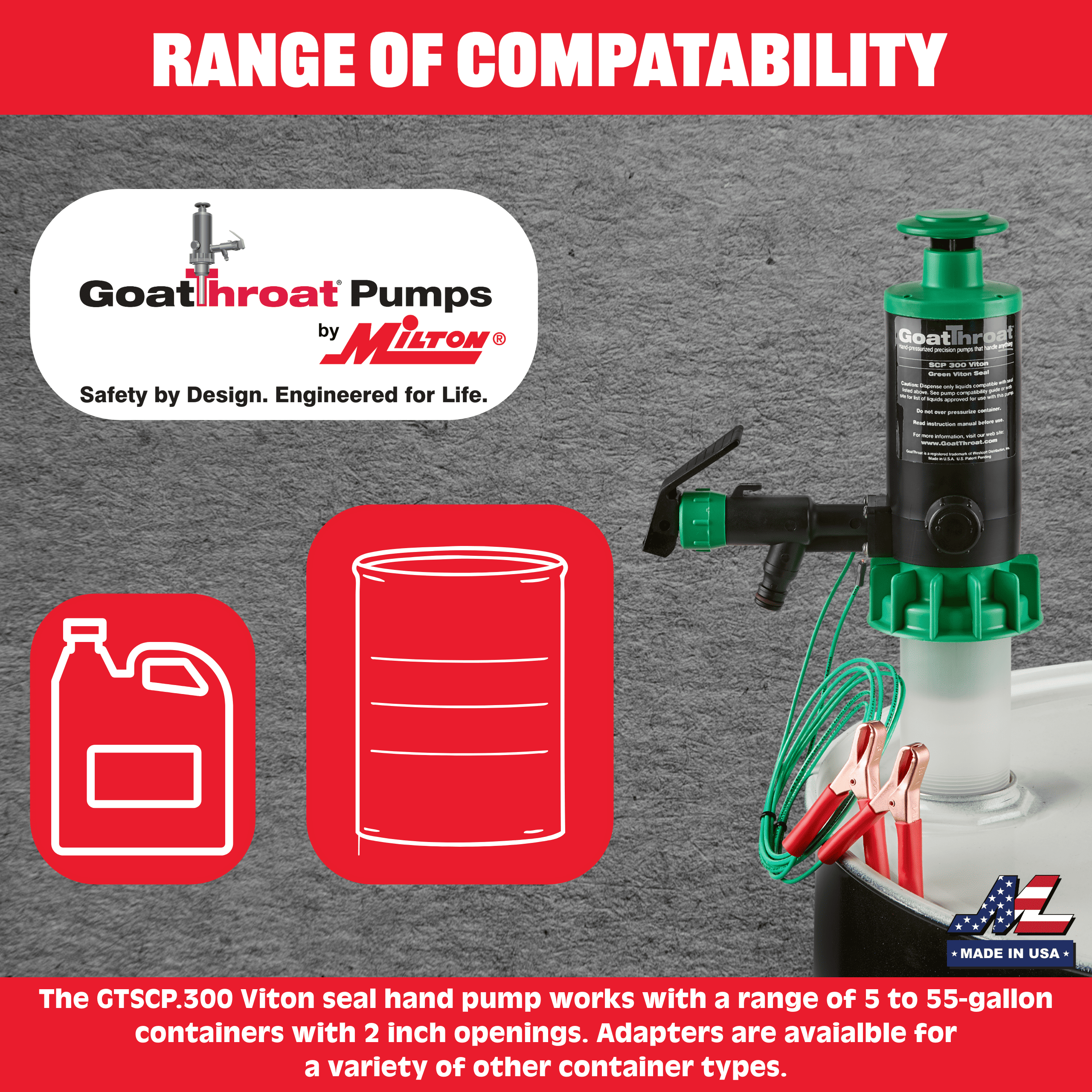 Groundable Drum Pump for Flammables Viton Seals-Goat Pumps