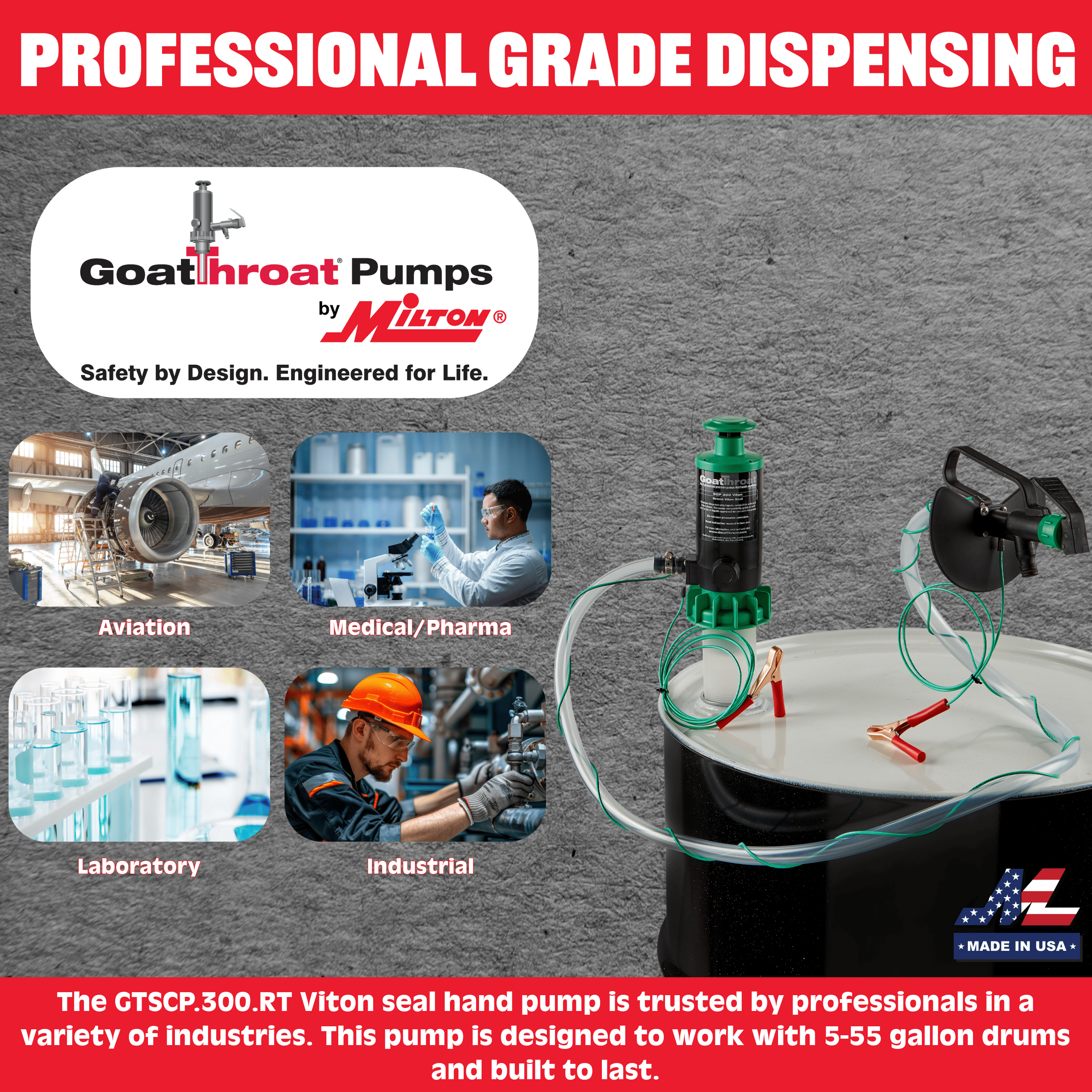 Groundable Drum Pump and Remote Discharge Tap with Viton Seals-Goat Pumps