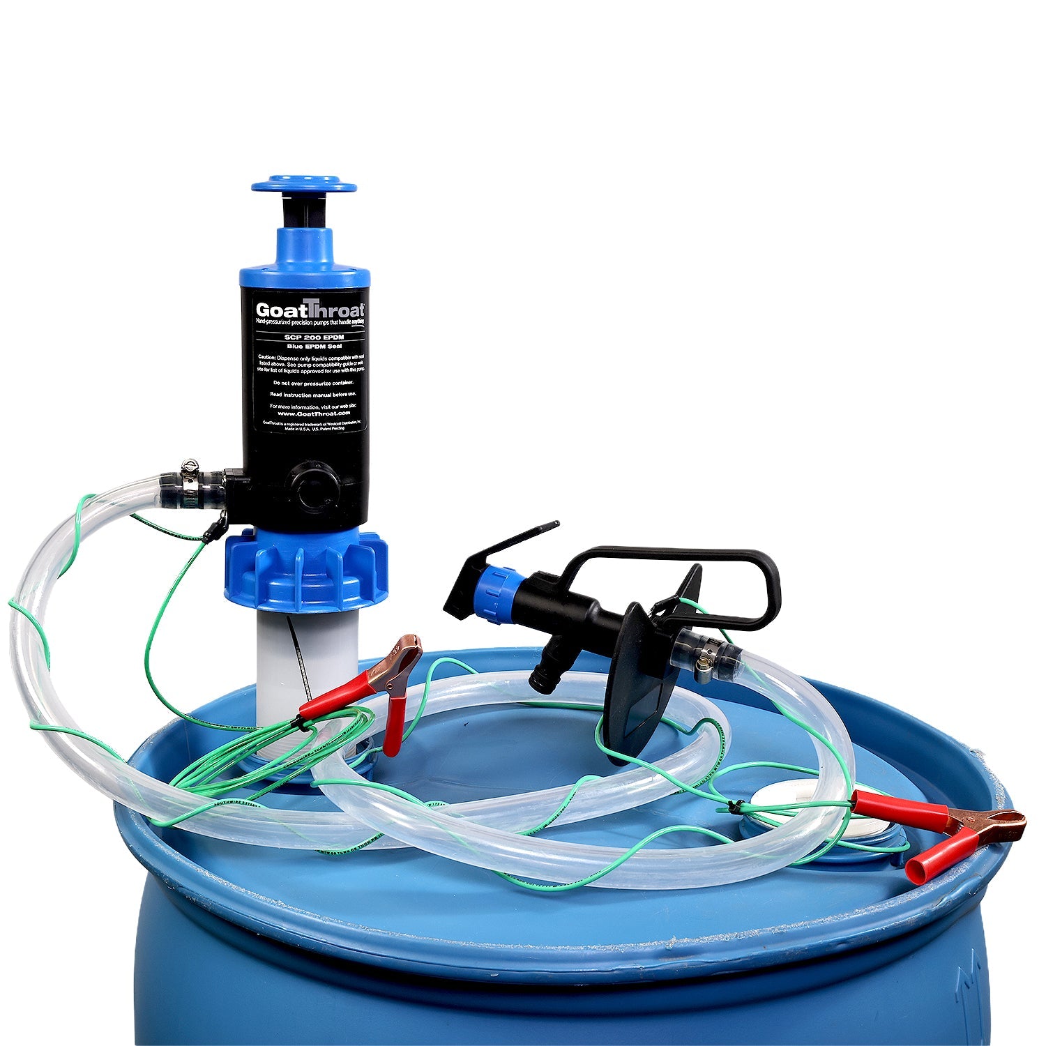 Groundable Drum Pump and Remote tap with EPDM Seal, PVC Hose, 5 foot section-Goat Pumps