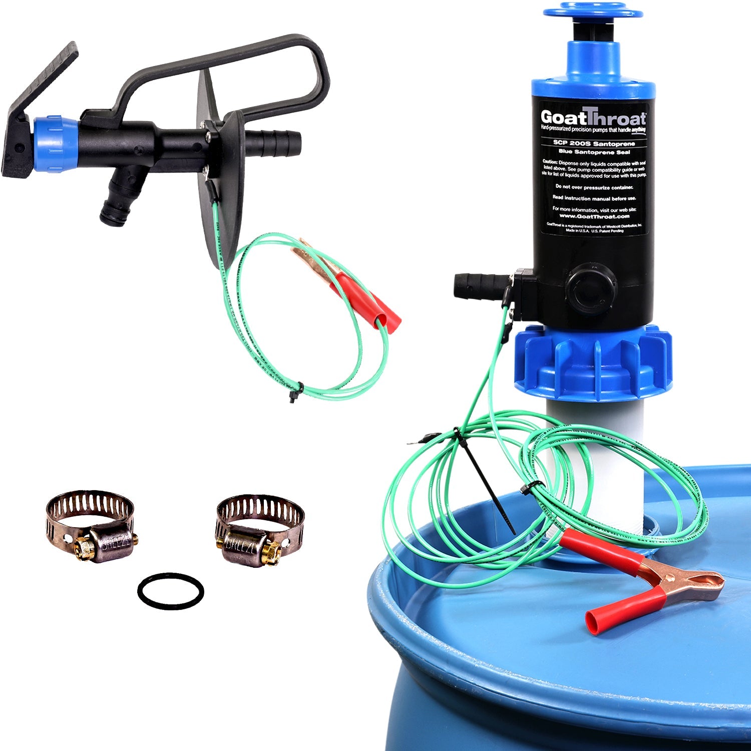 Groundable Drum Pump and Remote Discharge Tap with Santoprene Seals - add correct hose-Goat Pumps