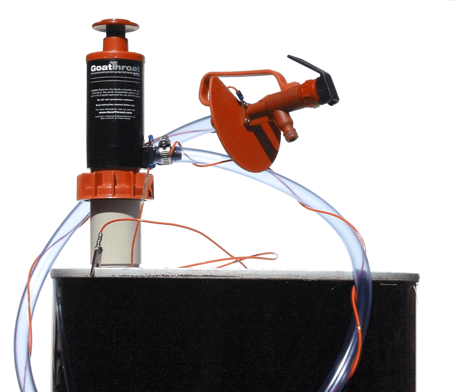 Groundable Drum Pump and Remote tap with Nitrile Seal, 5 foot section of PTFE Hose-Goat Pumps