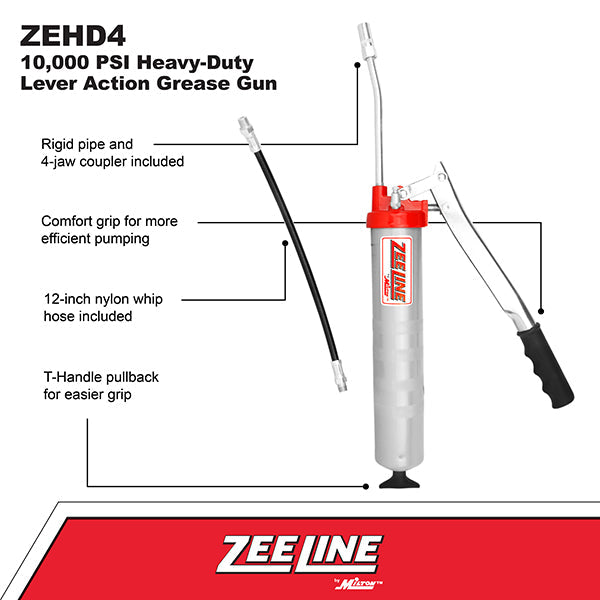 ZEHD4 – 10,000 psi Heavy-Duty Lever Action Grease Gun-Zeeline by Milton®