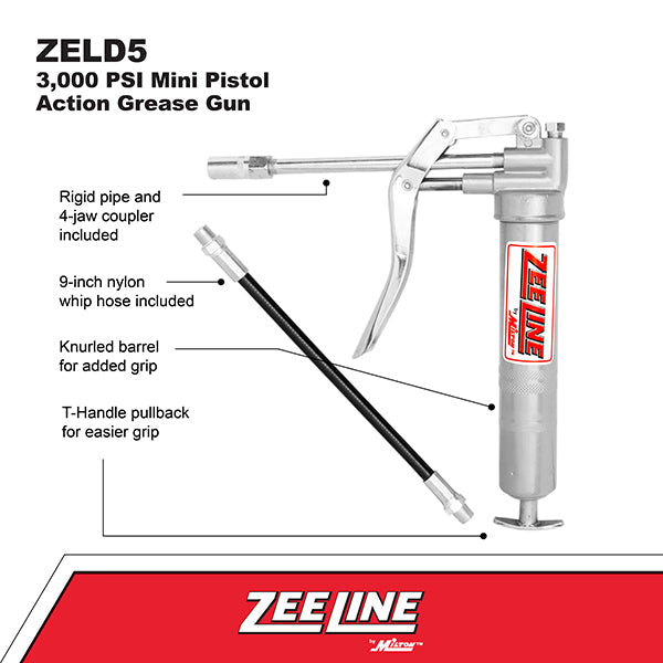 ZELD5 – 3,000 psi Light-Duty mini pistol action grease gun-Zeeline by Milton®