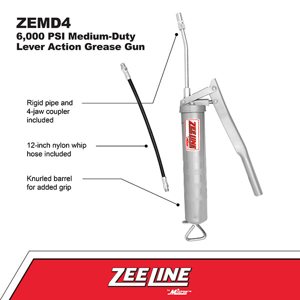 ZEMD4 – 6,000 psi Medium-Duty lever action grease gun-Zeeline by Milton®