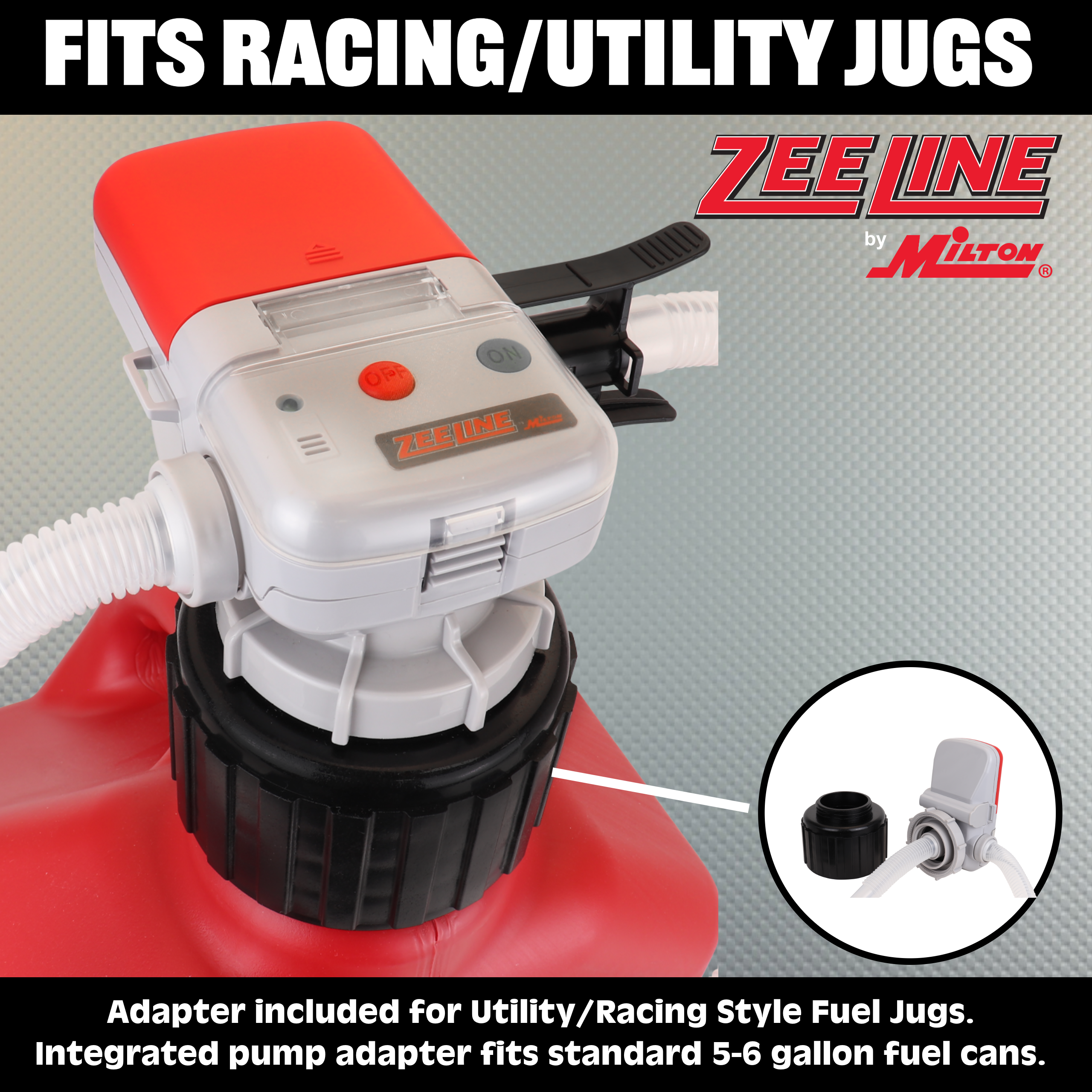 ZE1030XL – AA Battery Powered Fuel Can Transfer Pump for Racing Style Fuel Cans-Zeeline by Milton®