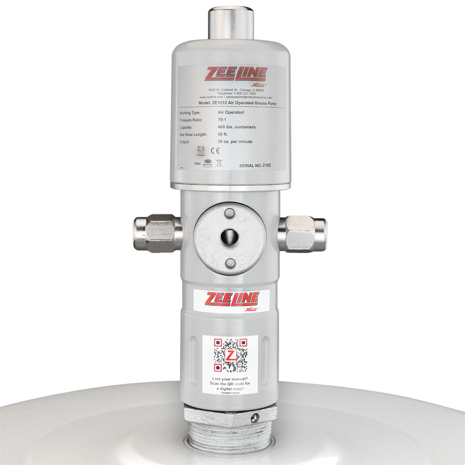 ZE1212 – 70:1 Grease Pump for 400 Lbs. Kegs-Zeeline by Milton®