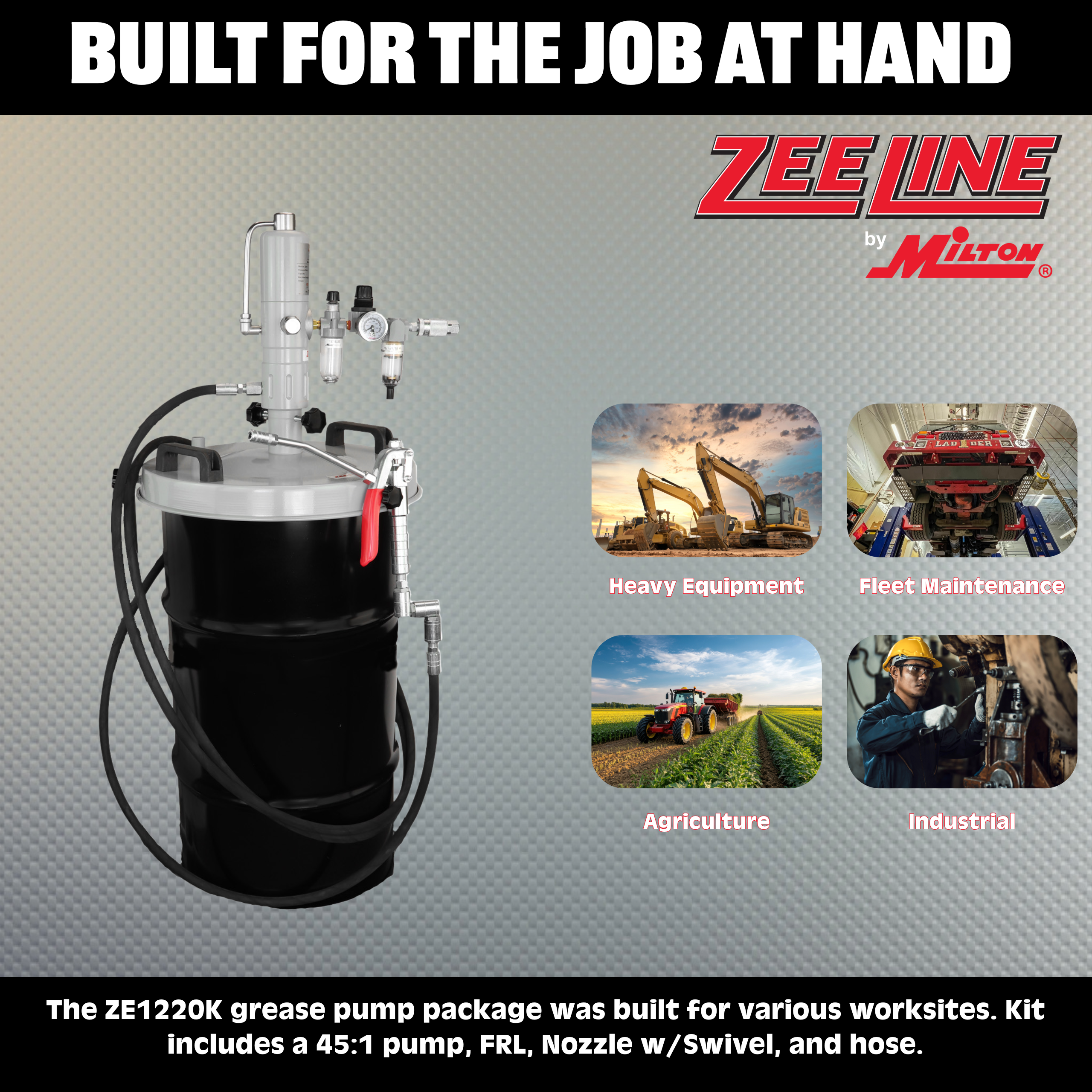 ZE1220K – 45:1 Grease Pump for 120 Lbs. Kegs Package-Zeeline by Milton®