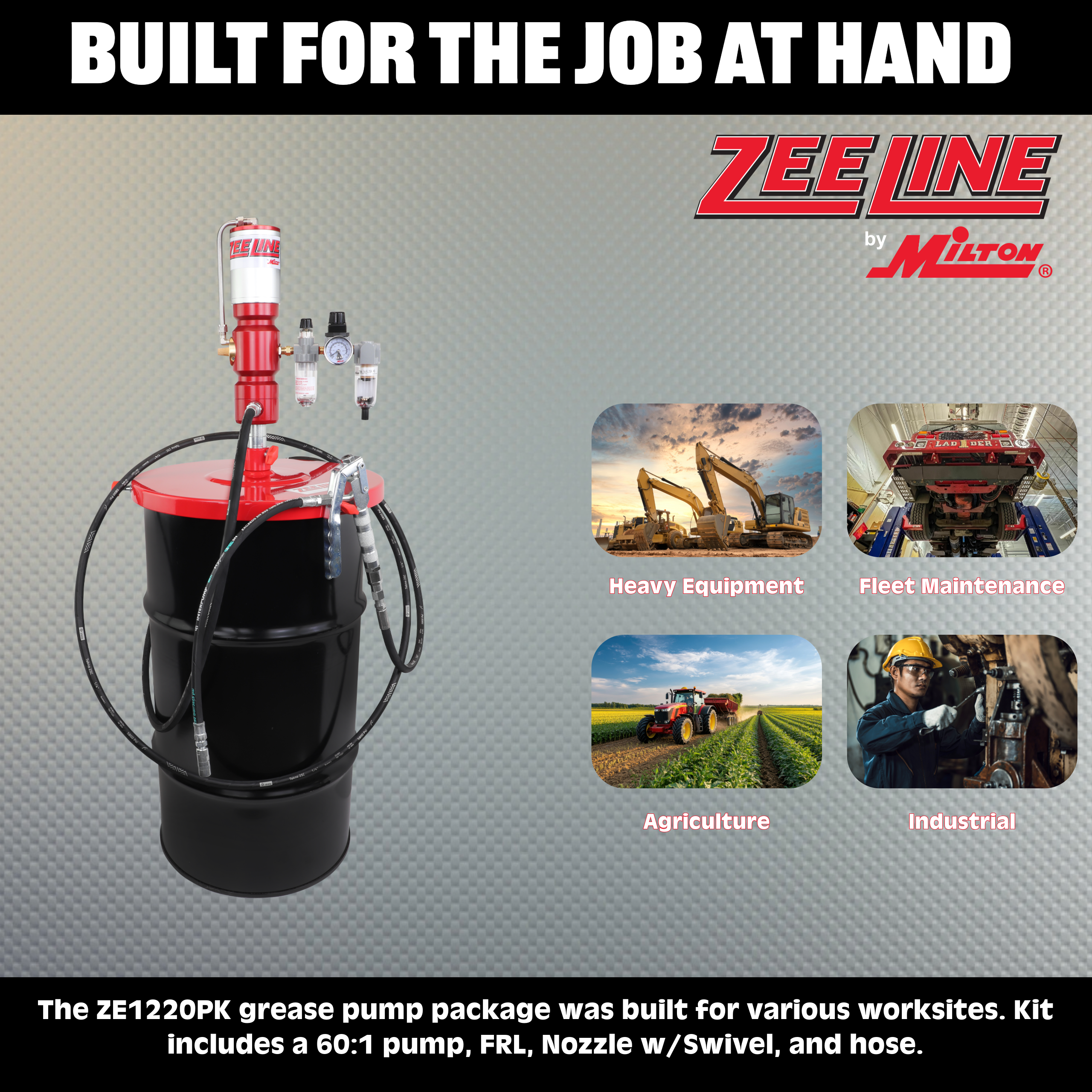 ZE1220PK – 60:1 Premium Grease Pump for 120 Lbs. Kegs Package-Zeeline by Milton®