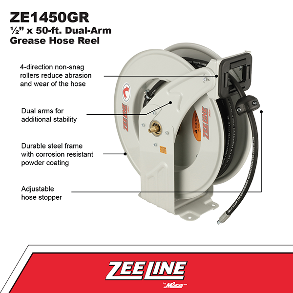 ZE1450GR – 50-ft. Dual-Arm Grease Hose Reel-Zeeline by Milton®