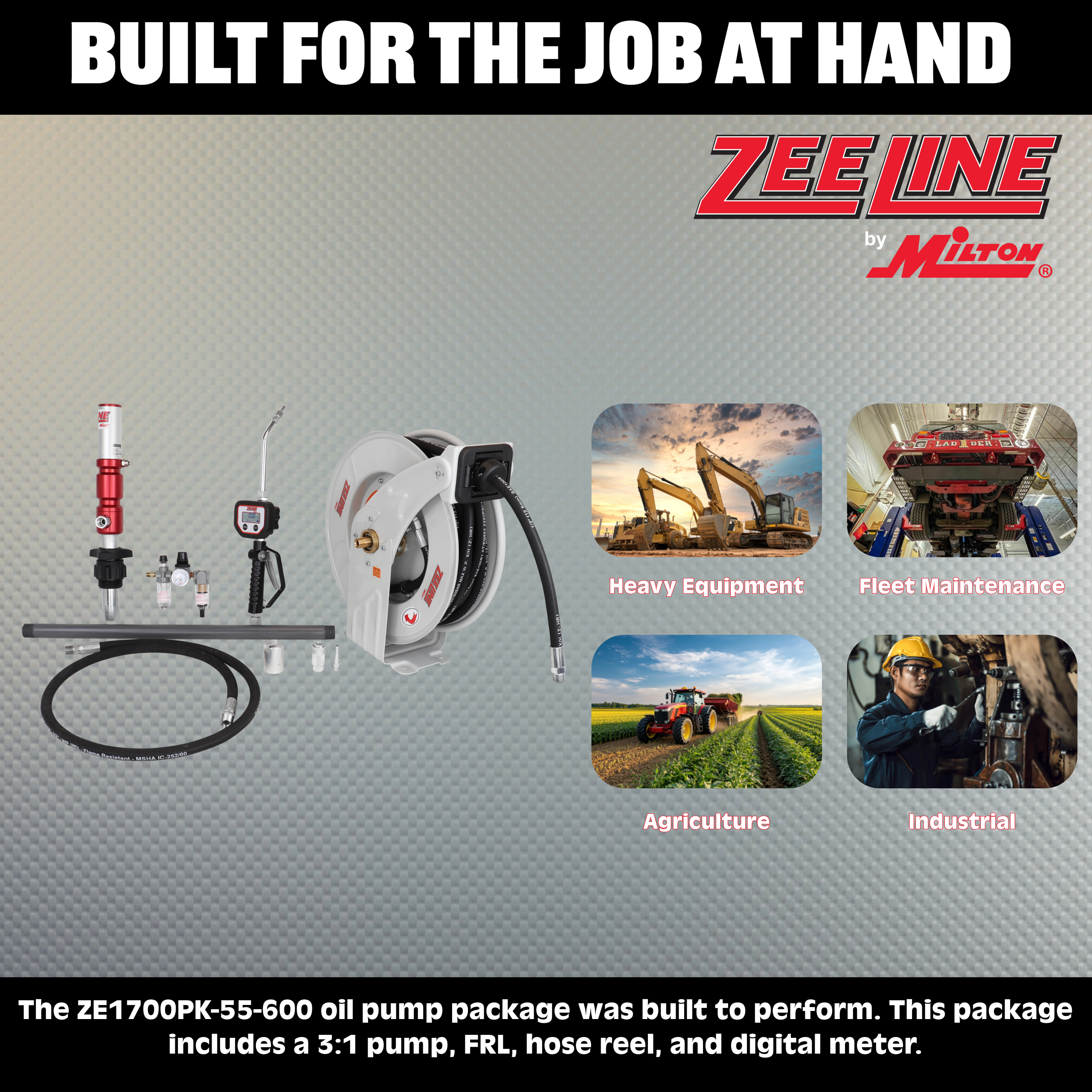 ZE1700PK-55-600 – 3:1 Premium Series Pump Kit 55-Gal w/reel & meter-Zeeline by Milton®