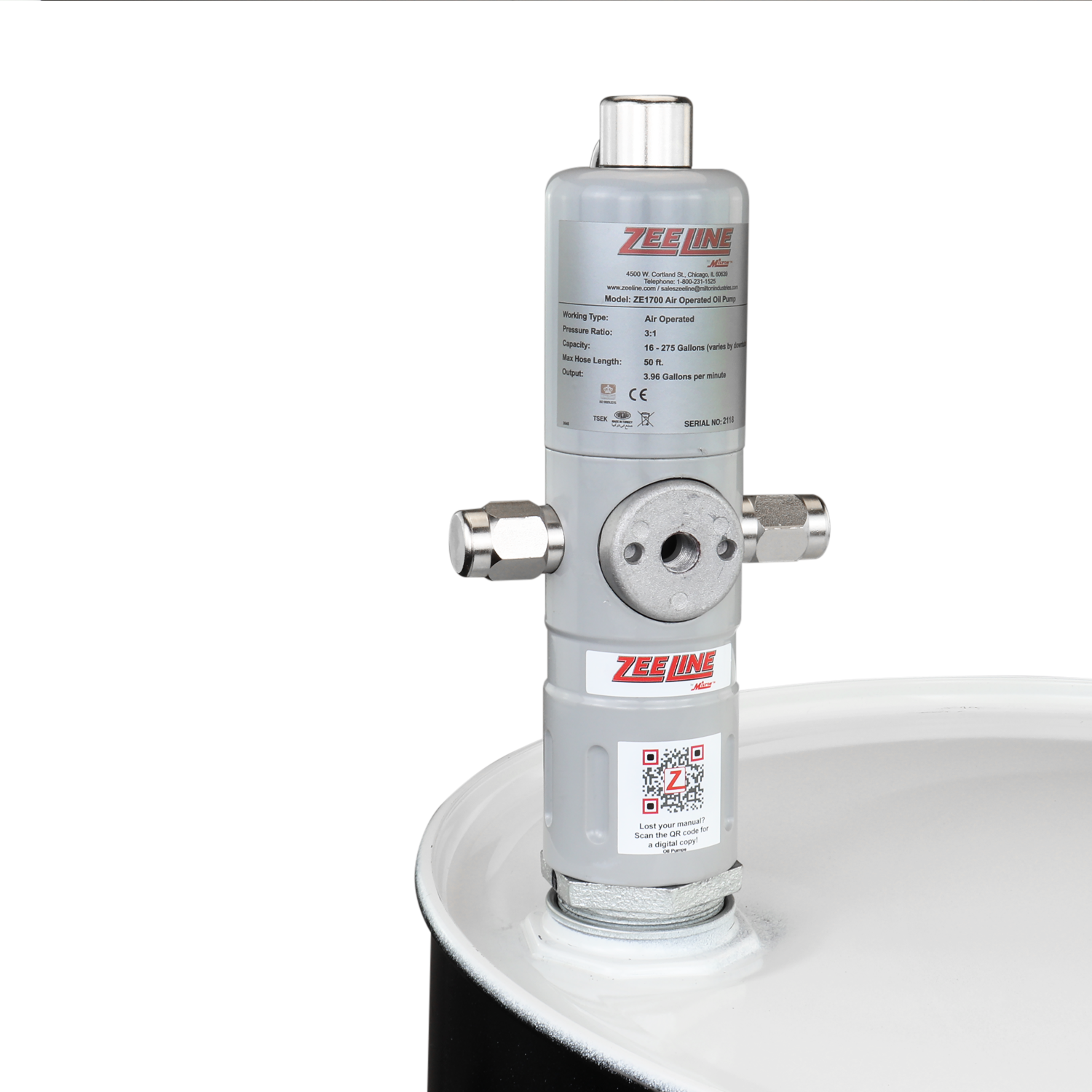 ZE1700 – 3:1 Pneumatic Stub Style Standard Flow Rate Piston Pump-Zeeline by Milton®