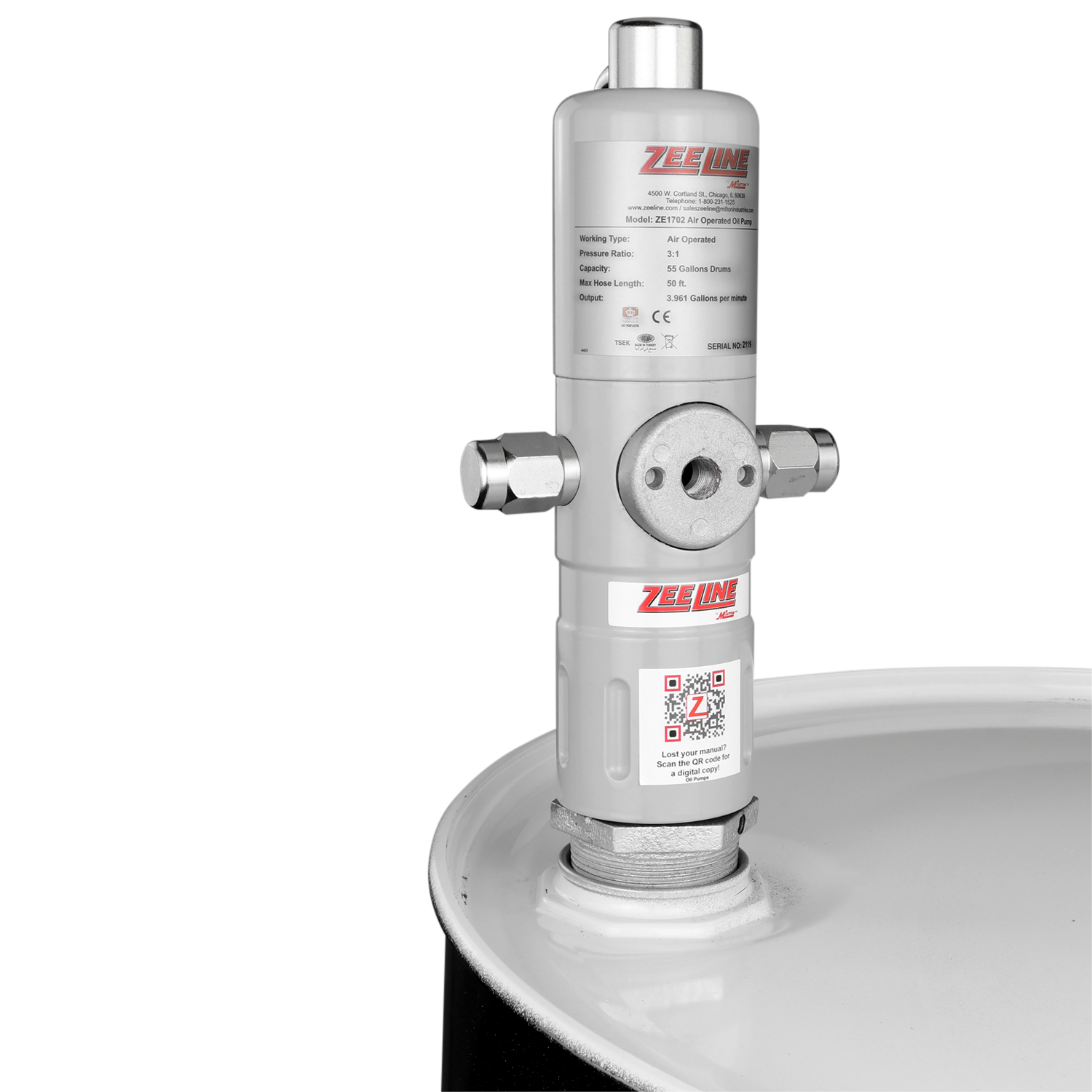 ZE1702 – 3:1 Pneumatic Piston Pump for 55-Gallon Drums-Zeeline by Milton®