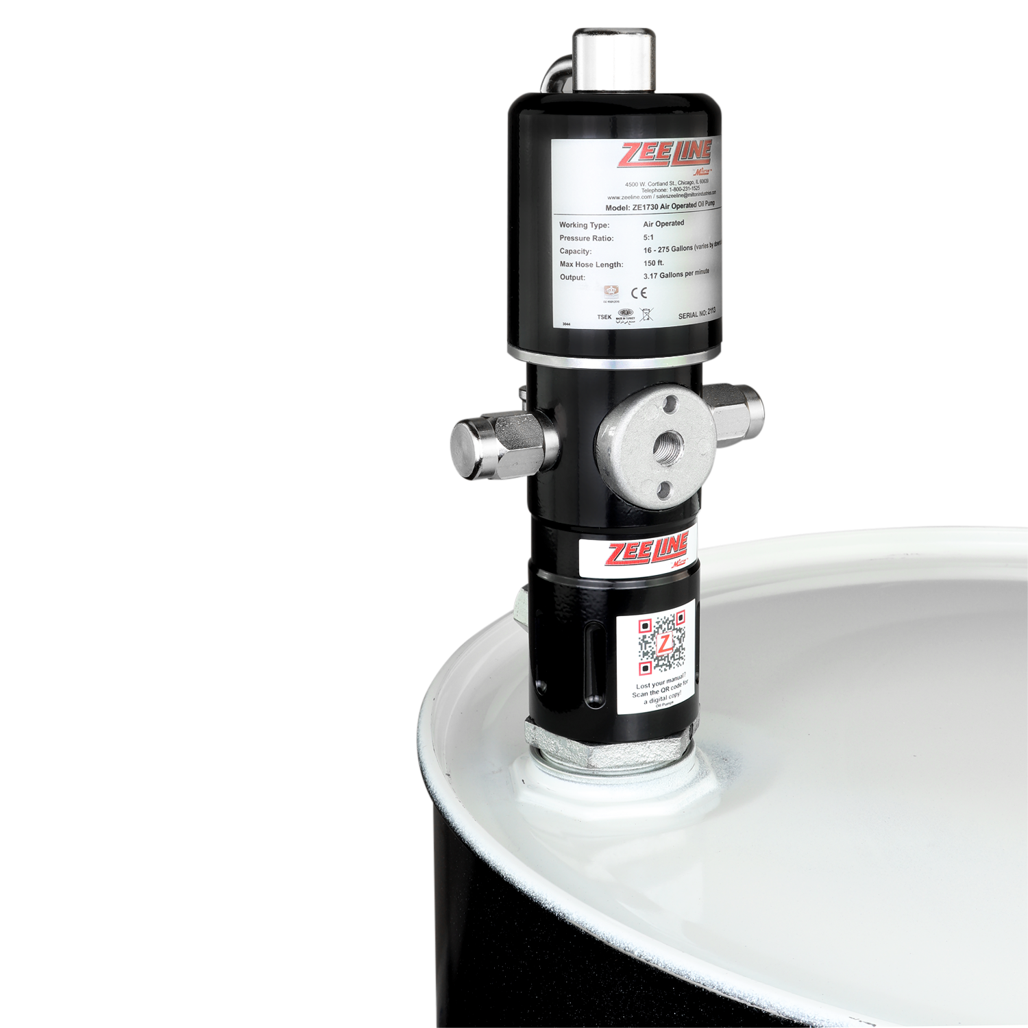 ZE1730 – 5:1 Pneumatic Stub Style Standard Flow Rate Piston Pump-Zeeline by Milton®