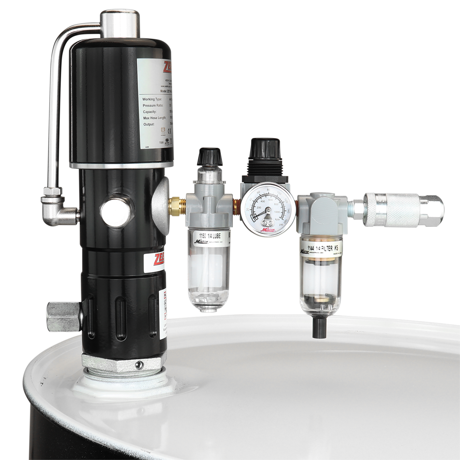 ZE1746K – 5:1 Pneumatic Piston Pump for 55-Gallon Drums w/FRL-Zeeline by Milton®