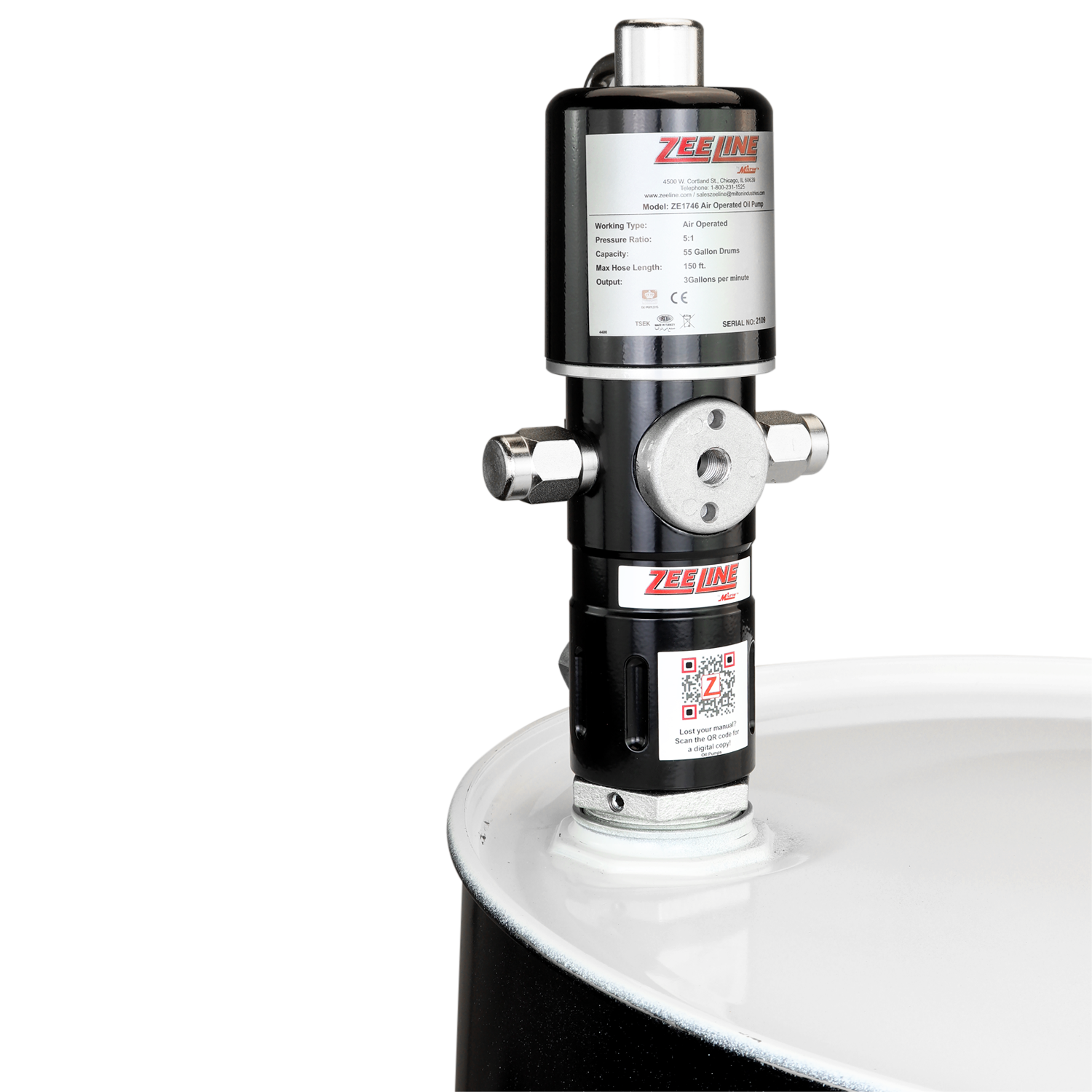 ZE1746 – 5:1 Pneumatic Piston Pump for 55-Gallon Drums-Zeeline by Milton®