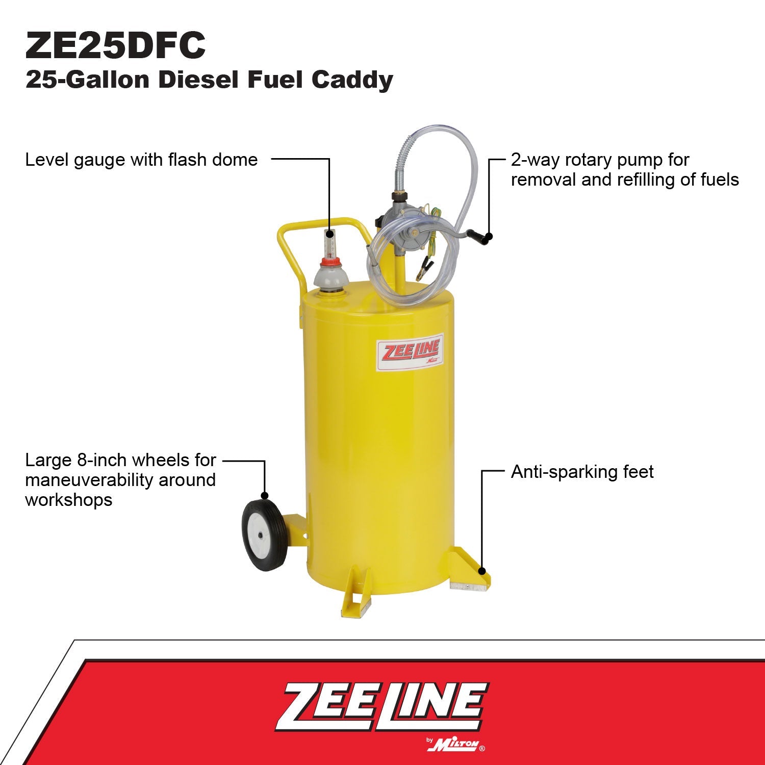 ZE25DFC - 25-Gallon Diesel Fuel Caddy w/Two-Way Rotary Pump-Zeeline by Milton®