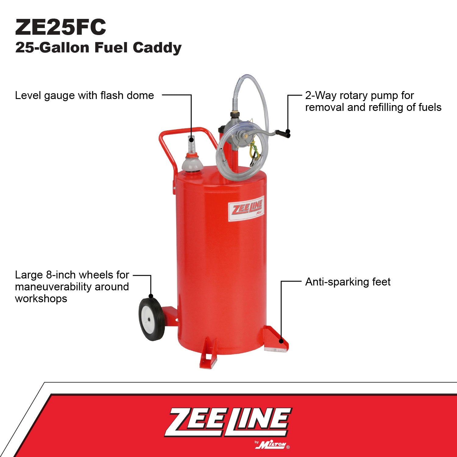 ZE25FC - 25-Gallon Fuel Caddy w/Two-Way Rotary Pump-Zeeline by Milton®