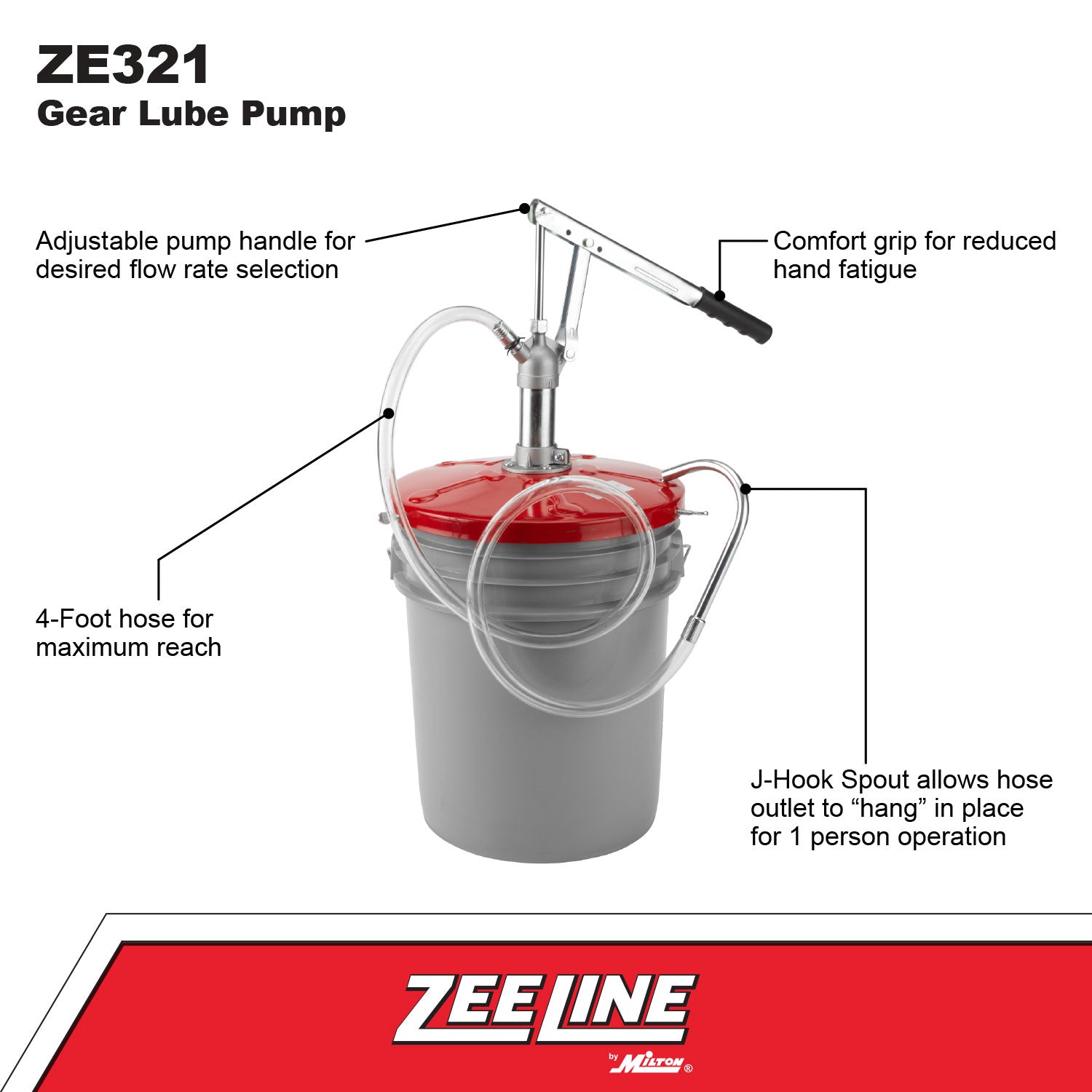 ZE321 - Powder Coated Gear Lube Pump (1 Gallon Per 55 Strokes)-Zeeline by Milton®