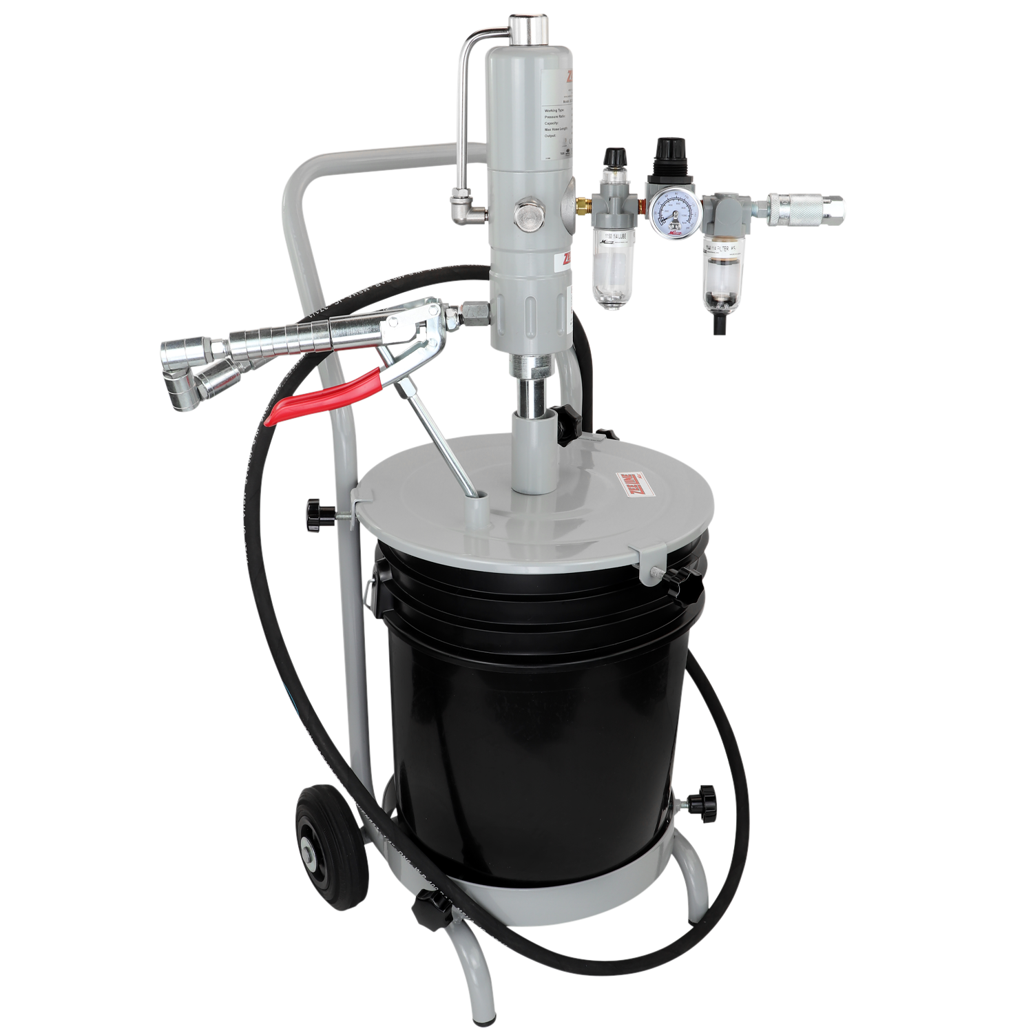 ZE3574KC – 45:1 Grease Pump for 25-50 Lbs. Pails Package w/Cart-Zeeline by Milton®