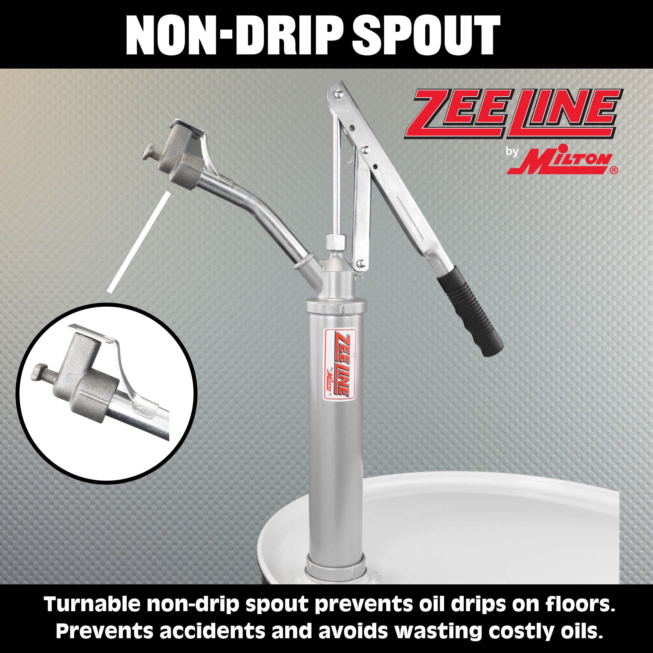 ZE382 - Hand Operated Lever Drum Pump with Non-Drip Spout (1 Gallon Per 9 Strokes)-Zeeline by Milton®