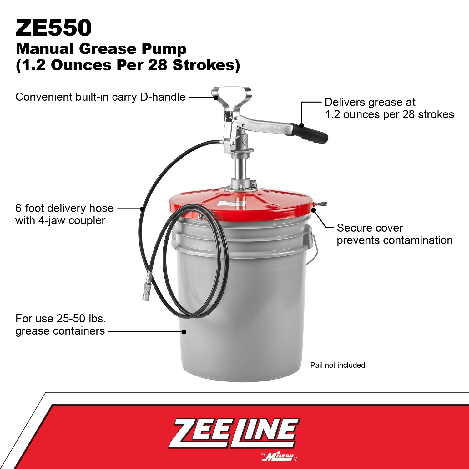 ZE550 - Manual Grease Pump (1.2 Ounces Per 28 Strokes)-Zeeline by Milton®