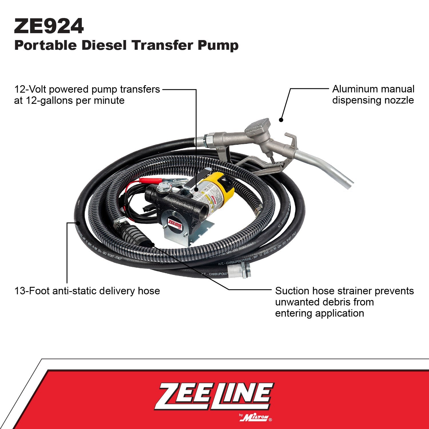 ZE924 – Portable 12-Volt Electric Diesel Pump Kit (12 GPM)-Zeeline by Milton®