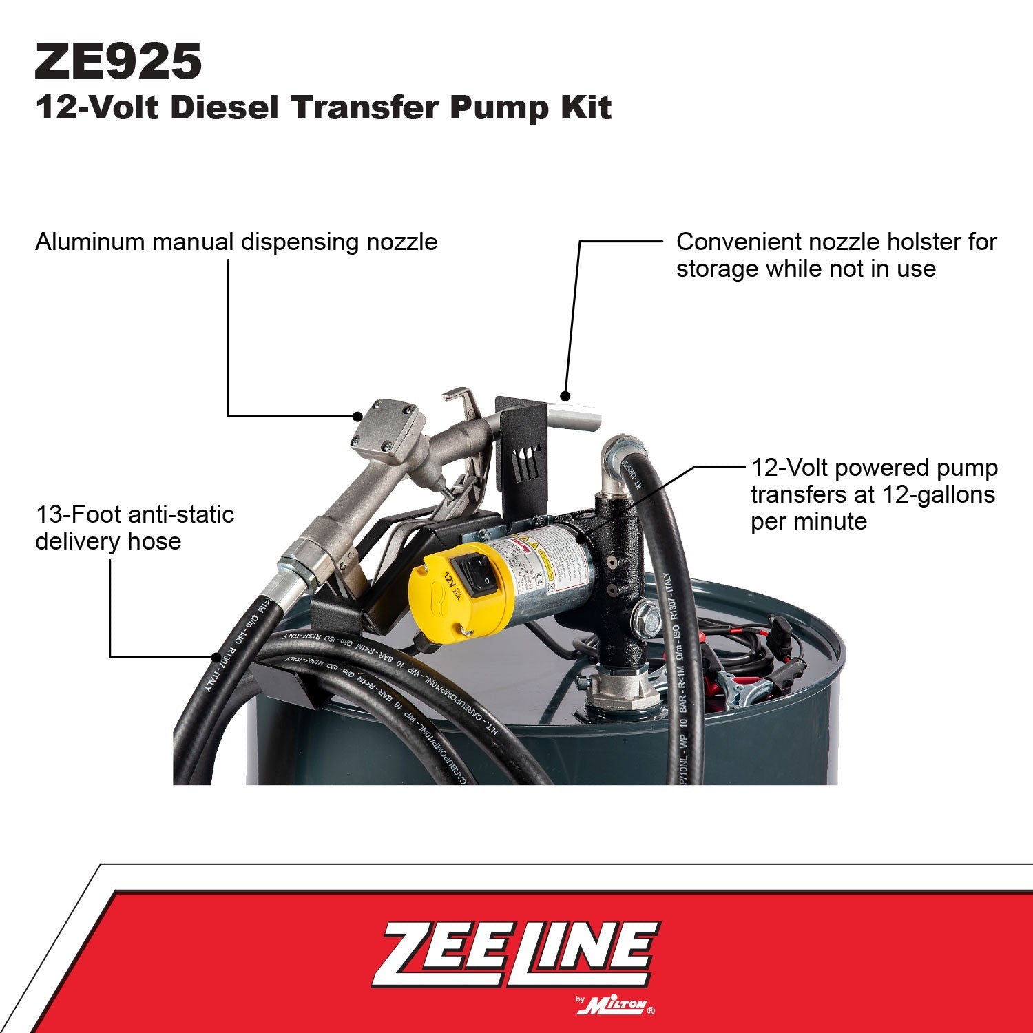 ZE925 - 12 Volt Diesel Fuel Pump (12 GPM)-Zeeline by Milton®