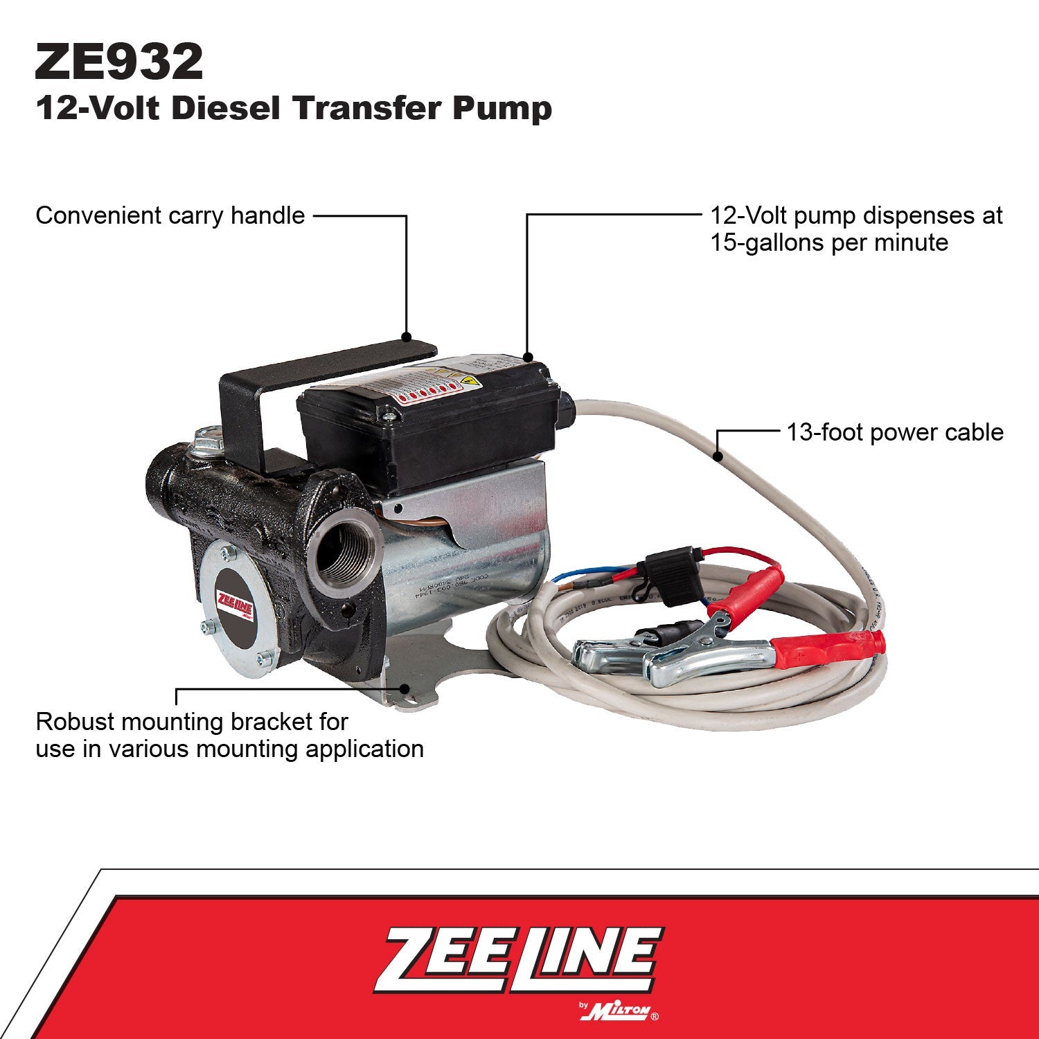 ZE932 – 12-Volt Electric Diesel Pump (15 GPM)-Zeeline by Milton®
