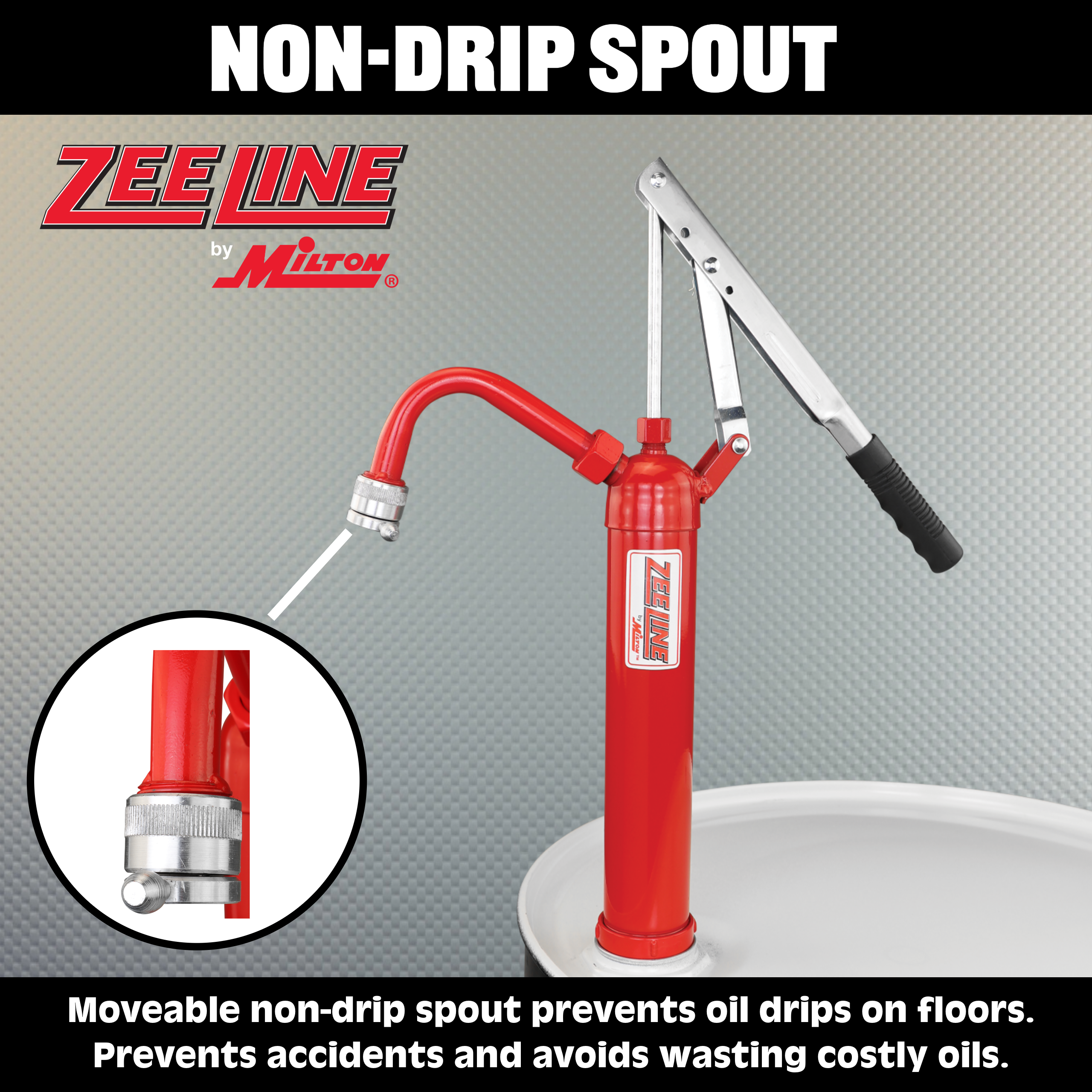 ZED-S1 - Hand Operated Lever Drum Pump, All Steel Body with Non-Drip Spout (1 Gallon Per 9 Strokes)-Zeeline by Milton®