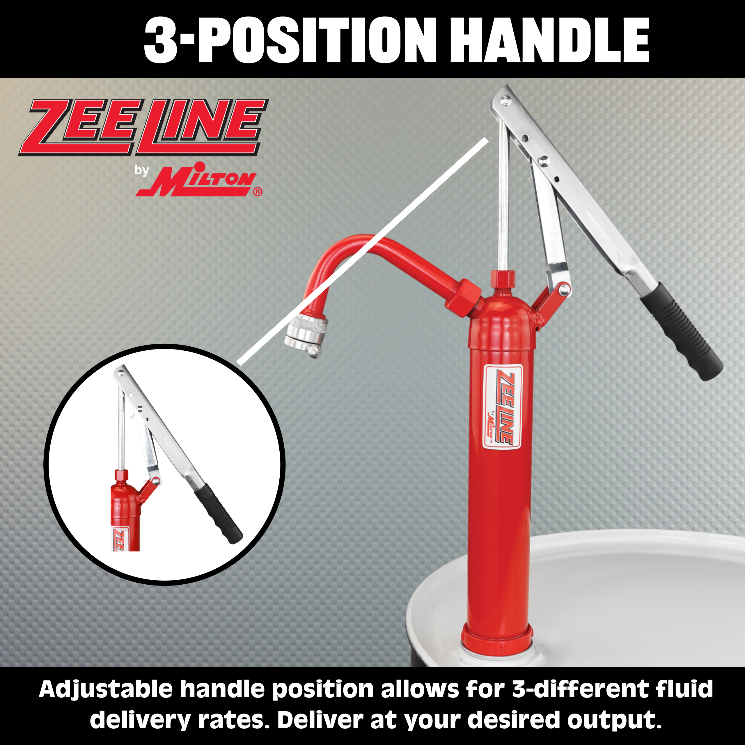 ZED-S1 - Hand Operated Lever Drum Pump, All Steel Body with Non-Drip Spout (1 Gallon Per 9 Strokes)-Zeeline by Milton®