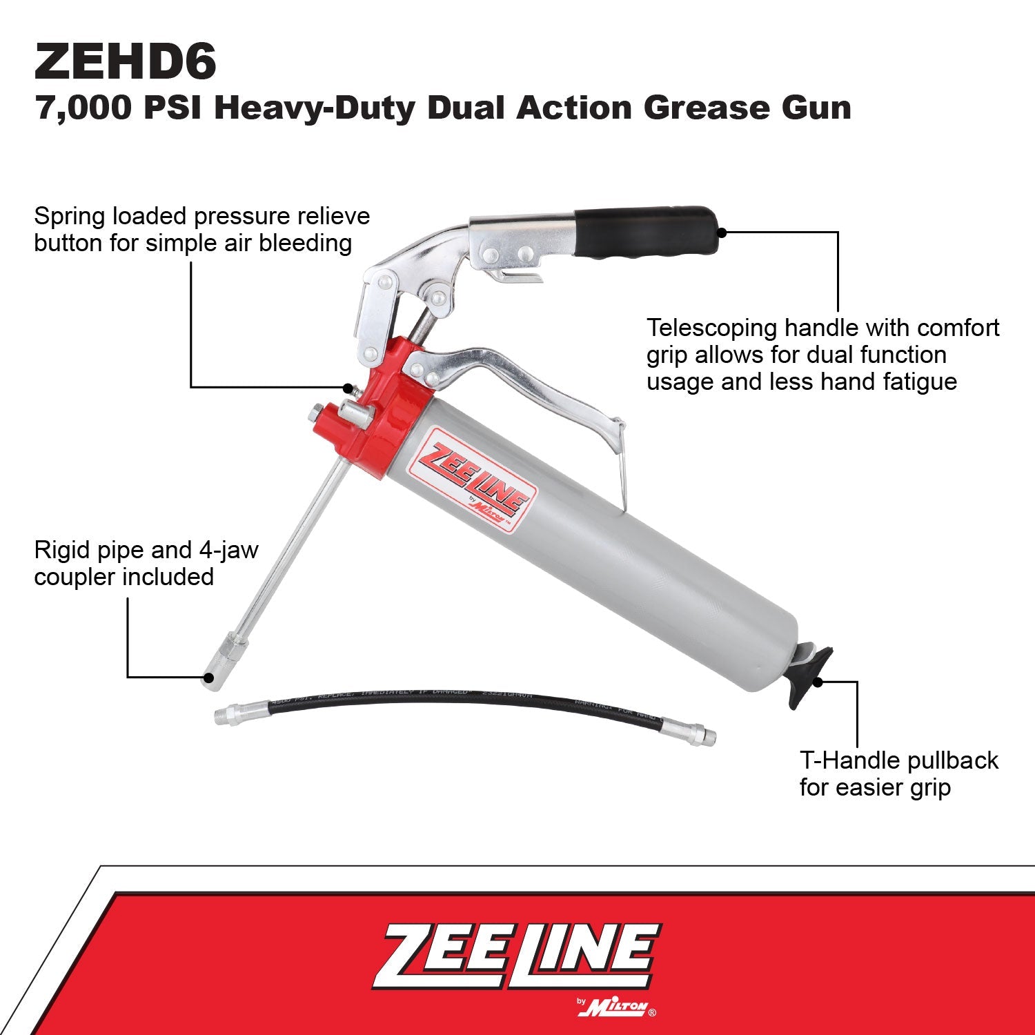 ZEHD6 – 7,000 psi Heavy-Duty Dual Action Grease Gun-Zeeline by Milton®