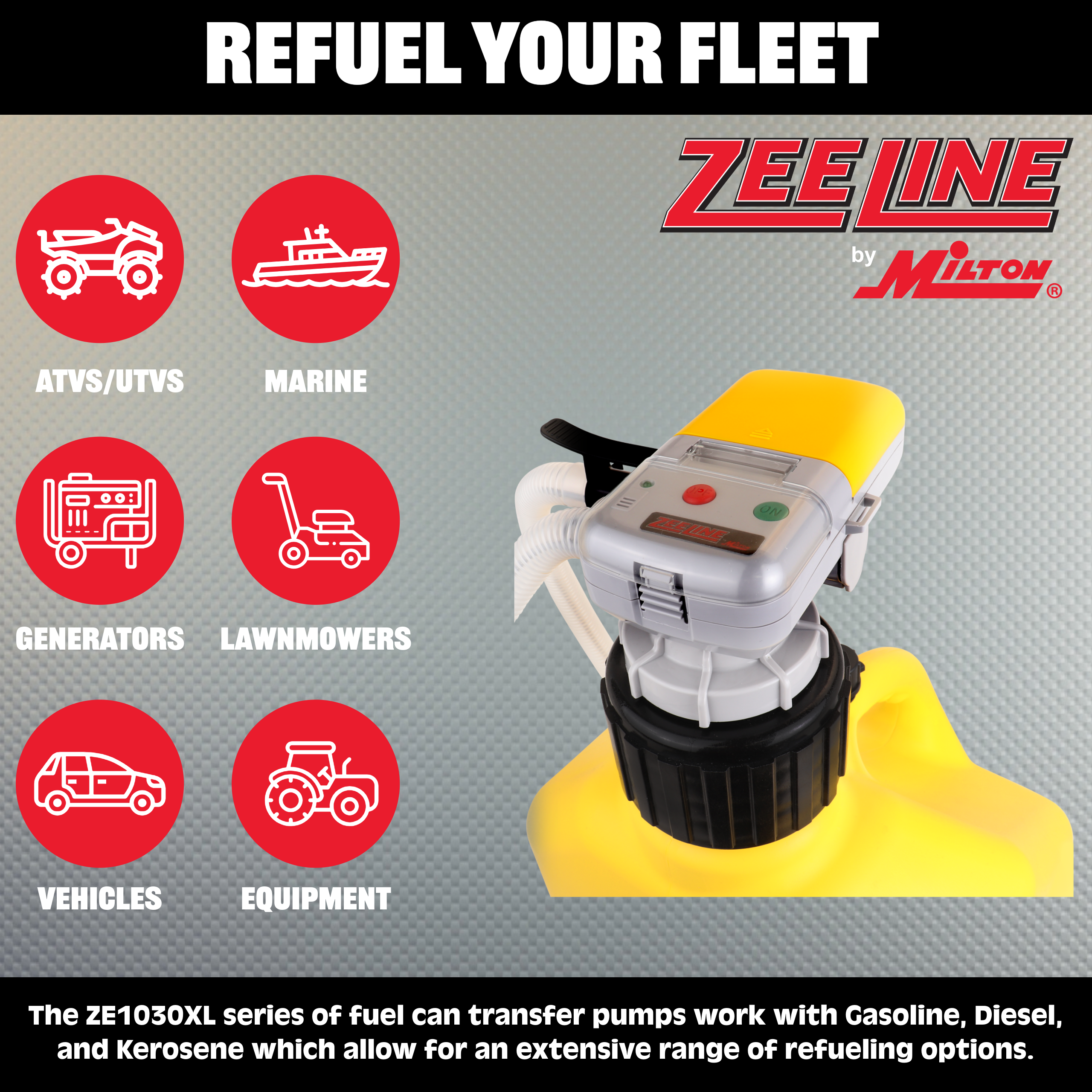 ZE1030XLD – AA Battery Powered Fuel Can Transfer Pump for Racing Style Fuel Cans-Zeeline by Milton®