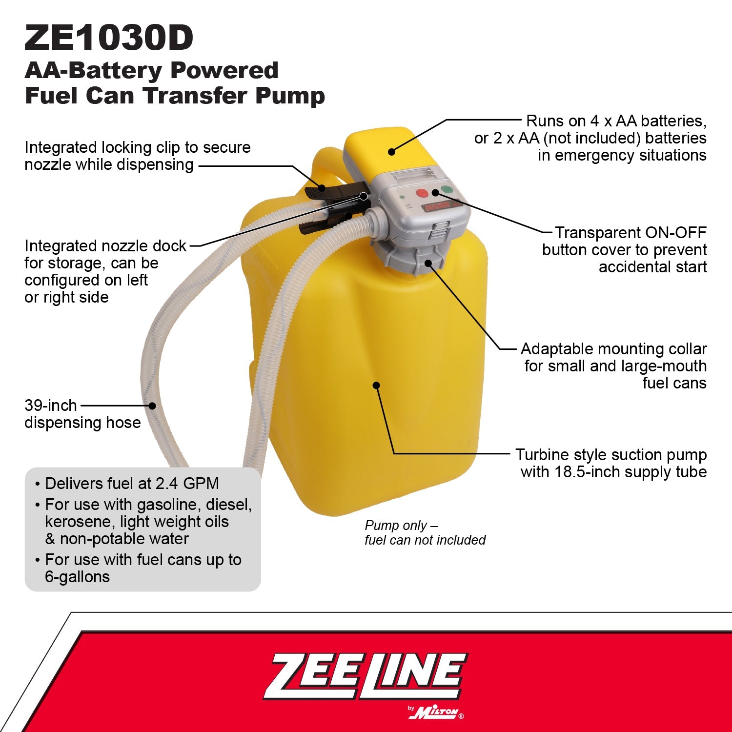 ZE1030D – AA Battery Powered Fuel Can Transfer Pump-Zeeline by Milton®
