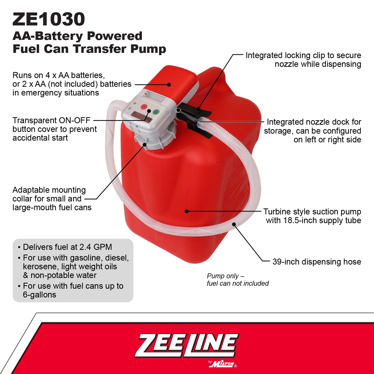 ZE1030 – AA Battery Powered Fuel Can Transfer Pump-Zeeline by Milton®
